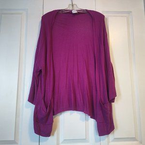 Old Navy Fuschia Pointelle Knit Asymmetrical Open-Front Cardigan